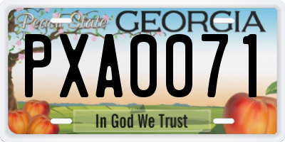 GA license plate PXA0071