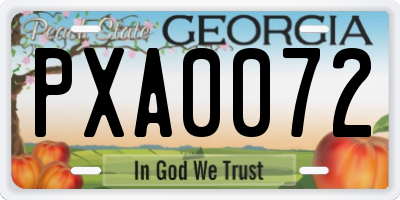 GA license plate PXA0072