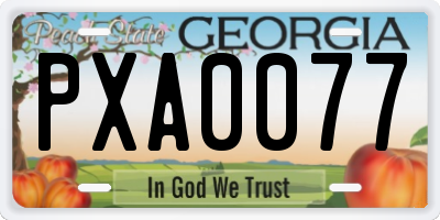 GA license plate PXA0077