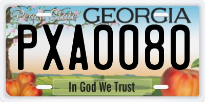 GA license plate PXA0080