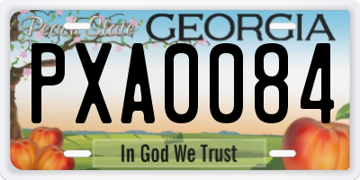 GA license plate PXA0084