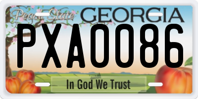 GA license plate PXA0086