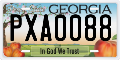 GA license plate PXA0088