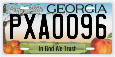 GA license plate PXA0096