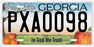 GA license plate PXA0098