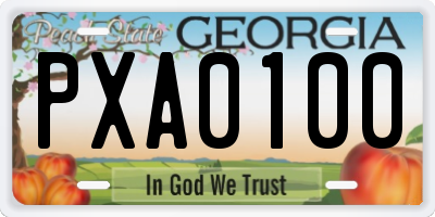 GA license plate PXA0100