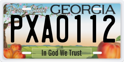 GA license plate PXA0112