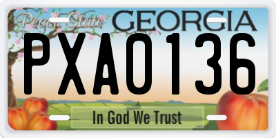 GA license plate PXA0136