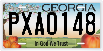 GA license plate PXA0148