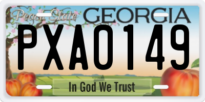 GA license plate PXA0149