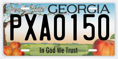 GA license plate PXA0150