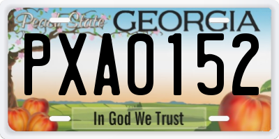 GA license plate PXA0152