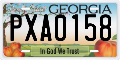 GA license plate PXA0158