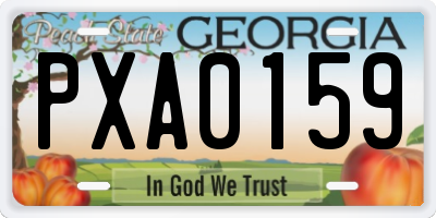 GA license plate PXA0159