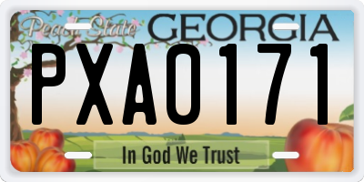 GA license plate PXA0171