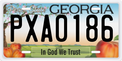 GA license plate PXA0186