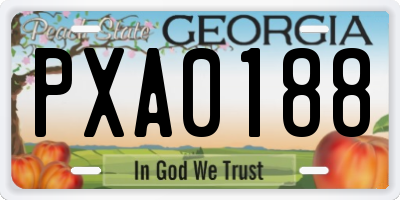 GA license plate PXA0188