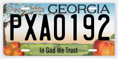 GA license plate PXA0192