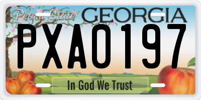 GA license plate PXA0197