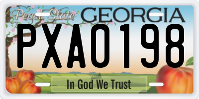 GA license plate PXA0198