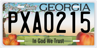 GA license plate PXA0215