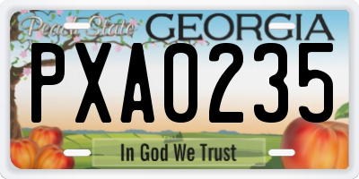 GA license plate PXA0235
