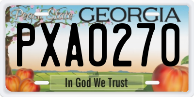 GA license plate PXA0270