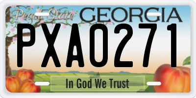 GA license plate PXA0271
