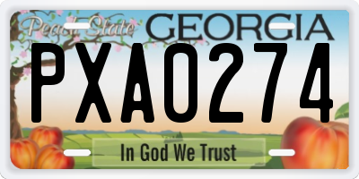 GA license plate PXA0274