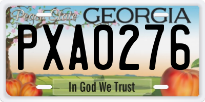 GA license plate PXA0276