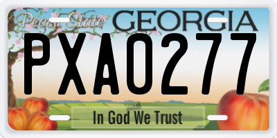 GA license plate PXA0277