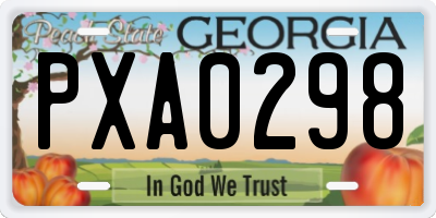 GA license plate PXA0298
