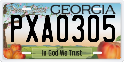 GA license plate PXA0305