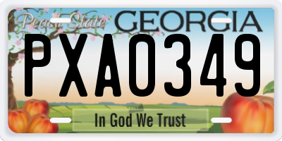 GA license plate PXA0349