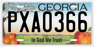 GA license plate PXA0366