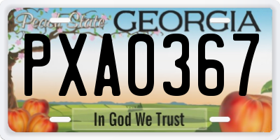 GA license plate PXA0367