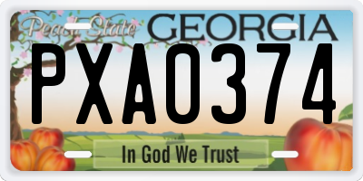 GA license plate PXA0374