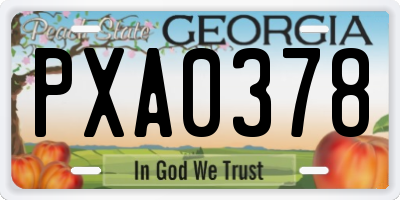 GA license plate PXA0378