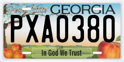 GA license plate PXA0380