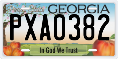GA license plate PXA0382