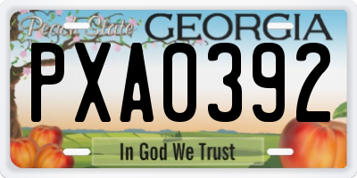 GA license plate PXA0392