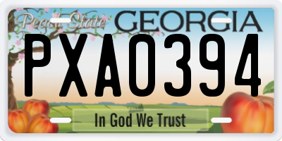GA license plate PXA0394