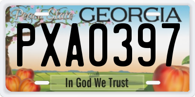 GA license plate PXA0397