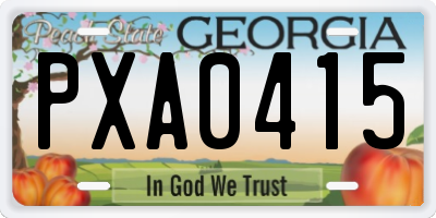 GA license plate PXA0415