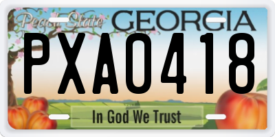 GA license plate PXA0418