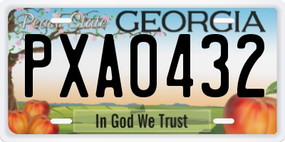 GA license plate PXA0432