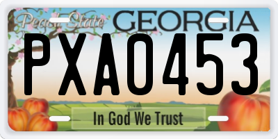GA license plate PXA0453