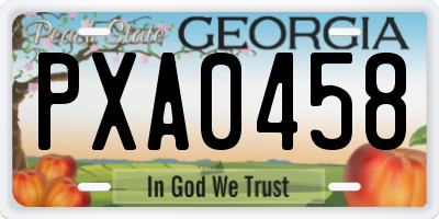 GA license plate PXA0458