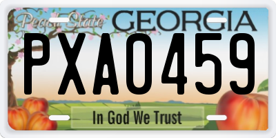 GA license plate PXA0459