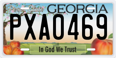 GA license plate PXA0469